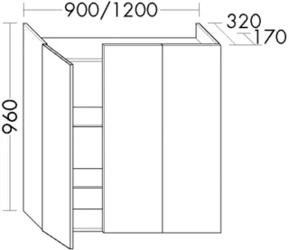 Burgbad Halbh.Schrank Sys30 PG4 Sana 960x900x170 Perlgrau Hochglanz, UHZY090RF6563 UHZY090RF6563