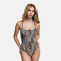 cfab Badeanzug Square Neck Soft Sculpt Swimsuit-Leopard-L
