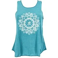 Guru-Shop T-Shirt Tanktop mit Ethnodruck, Mandala Yogatop - petrol Festival, Ethno Style, Hippie, alternative Bekleidung