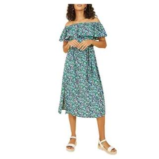 Yumi - Midikleid für Damen, Schulterfrei (Grün)