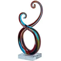 Levandeo® Skulptur, Skulptur H28cm Glas Glasdeko Blau Rot Deko Design Figur Unikat