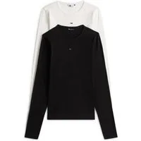 Tommy Jeans Langarmshirt TJW 2PACK SLIM ESSENTIAL RIB LS (Packung, 2-tlg., 2er-Pack) in Rippoptik, mit Logostickerei