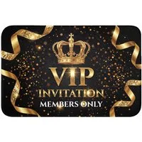 OnlyWow WC-Vorleger Einladung - VIP - Krone - Gold, Höhe 10 mm, Polyester, Rechteckig, WC Teppich, Toilettenvorleger, Toilettenteppich, Badematte 60x40 cm