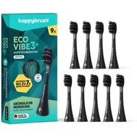happybrush Aufsteckbürsten V3 AllBlack - mit Wechselindikator - 9 Stück - Spar-Set, für happybrush Eco Vibe 3, hochwertige Triple-Borsten, Wechselindikator
