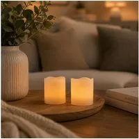 MARELIDA LED-Kerze LED Kerzenset Mini Echtwachs flackernd mit Batterien H: 6cm D: 5cm 2St (2-tlg)
