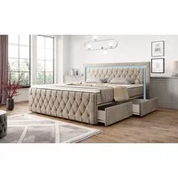 PROMETO Möbel Boxspringbett Arosa 7-Zonen-Taschenfederkernmatratze 180 x 200 cm - LED 16 Farben