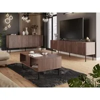 MIRJAN24 Wohnzimmer-Set Art Deco I, (3er-Set, Kommode, TV-Lowboard, Couchtisch), Griffloses Öffnungssystem push to open, Metallfüße