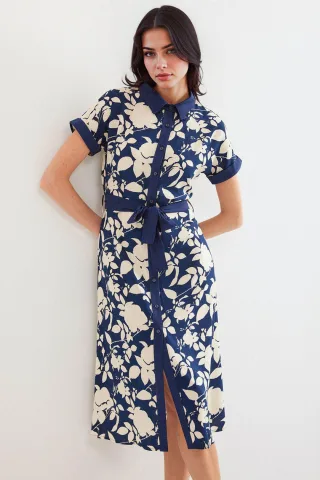 Blühendes Midikleid mit Schleife