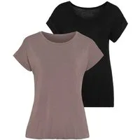 Vivance Kurzarmshirt mit Gummizug im Bund (2er-Pack) Sommershirts aus weichem Viskose-Stretch