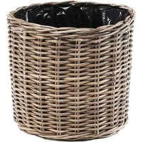 Kobolo Pflanzkübel Pflanzkorb DURO aus Rattan mit Folie ausgeschlagen (Korb, 1 St., 1 Stück), Blumentopf aus Rattan