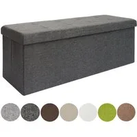 DuneDesign Sitzbank mit Stauraum - 110x38x38 Polsterbank mit Aufbewahrungsbox - Faltbar, Stabile Sitztruhe - Schlafzimmer Ottomane - Kinderzimmer Beistelltisch