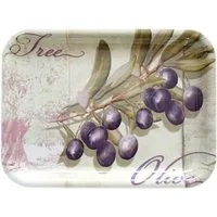 Lashuma Tablett Olivenbaum, Kunststoff, (1-tlg), Mediterranes Kaffeetablett grün lila 31x23 cm