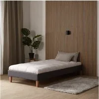 Homestyle4u Polsterbett 90x200 120x200 140x200 160x200 180x200 ohne Kopfteil Grau Futonbett (Set, mit Lattenrost), 90 x 200 cm