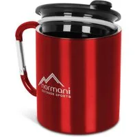 normani Becher Karabinertasse mit Trinkdeckel, Edelstahl, Doppelwandige Edelstahltasse Outdoortasse Campingtasse