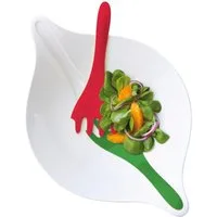 KOZIOL Salatschüssel Leaf L+, Kunststoff, (3-tlg), mit Salatbesteck