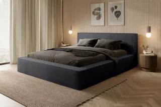 Polsterbett Doppelbett OMAHA 140x200cm Komplettset Stoff Euphoria Anthrazit