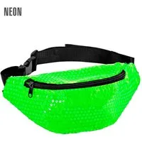 Widmann S.r.l. Kostüm Neon Bauchtasche mit Pailletten, Grün