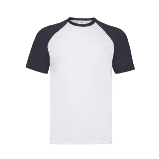 Fruit of the Loom - T-Shirt für Herren/Damen Unisex - Baseball (Weiß/Marineblau)