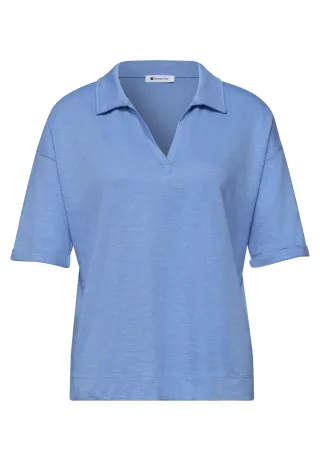 Street One - Kurzarm Poloshirt aus Jersey drift blue - Gr. - 38