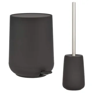 Bad-Accessoires Nova Set 2-teilig schwarz | Zone Denmark Badezimmer-Set aus Soft-Touch Kosmetikeimer und Toilettenbürste für einen geordneten Boden.