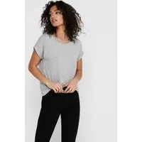 ONLY T-Shirt ONLMOSTER – T-Shirt mit melierter Optik und elastischem Material meliert, casual, lässig geschnitten, Viskosemischung, Rundhals