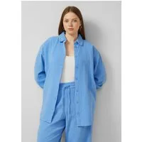 QS Langarmbluse Bluse Musselin Bluse mit überschnittener Schuler