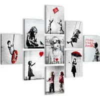 Novart Wandbild Wandbilder Banksy Collage Street Art Wohnzimmer Loft, Kinder, ‎