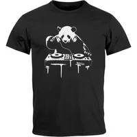 Neverless Print-Shirt Herren T-Shirt mit Aufdruck Panda DJ Techno Rave Festival Outfit mit Print