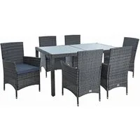 ESTEXO Sitzgruppe Poly-Rattan Essgruppe Gartenmöbel Set 6 Per. Gartenset Anthrazit-Gra