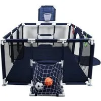 JEOBEST Laufgitter Laufstall Baby 180x120cm, Laufstall mit atmungsaktivem Netz, große Sicherheitsspielplatz, mit Balls y Pull Rings