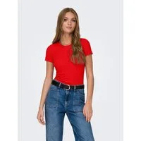 ONLY Rundhalsshirt ONLEMMA S/S SHORT TOP NOOS JRS Rundhals, modisch, regular fit, gewellter Abschluss, unifarben
