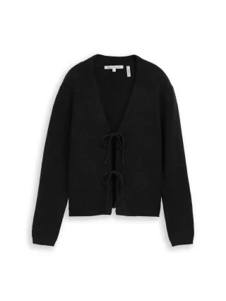 Denim Tom Tailor - Cardigan mit Schleifen-Details deep black - Gr. - S