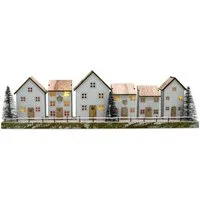 Spetebo Weihnachtsdorf LED aus Holz in weiß - 40 x 11 cm - Deko Winterlandschaft warm weiß, Batterie betrieben