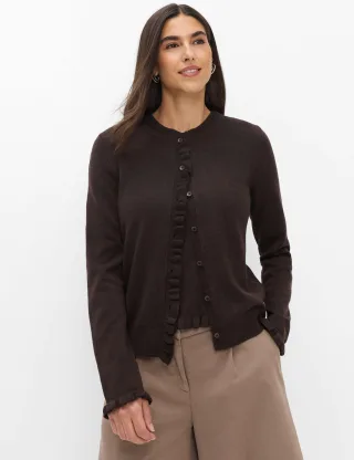 Brax Damen Strickjacke Style ANN brunette, dunkelbraun, Gr. 40