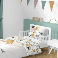 MTOnlinehandel Babybettwäsche Giraffe 100x135 + 40x60 cm, 100 % Baumwolle, Renforcé, 2 teilig, süße Dream Big Little One Kleinkinderbettwäsche mit Reißverschluss