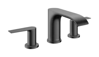 Hansgrohe Vivenis 3-Loch Waschtischarmatur 90 mit Zugstangen-Ablaufgarnitur, Brushed Black Chrome, 7 75033340