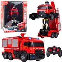 Wisam Spielzeug-Feuerwehr Feuerwehr-Roboterauto 2-in-1 ferngesteuert mit Licht, Sound