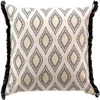 Macosa Home Dekokissen Sofakissen Zierkissen gold schwarz beige mit Fransen, Baumwollkissen
