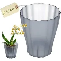 GarPet Blumentopf Orchideentopf Transparent Orchideen Übertopf Kunststoff Stufenboden