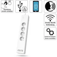 Hama Hama WLAN Steckdosenleiste 4-fach USB App Steuerung Überlastschutz Smarte Vierfach-Steckdosenleiste