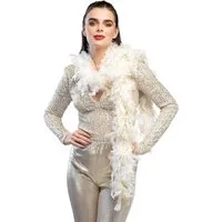 Boland Kostüm-Flügel Federboa 50 g Glamour, Weiß Gold - 180 cm