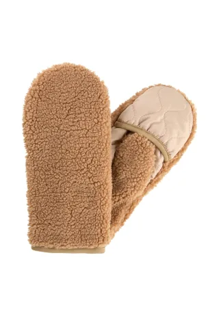 camel active - Teddy Handschuhe in einem Materialmix caramel - Gr. - S