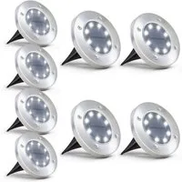 oyajia LED Gartenstrahler 8x Solarleuchte LED-Außenleuchte, IP65 Wasserdichte LED-Wegeleuchten, LED fest integriert, Kaltweiß, 8 LEDs Solar Bodenleuchte,Außen Solarleuchte,für Garten Rasen Hof