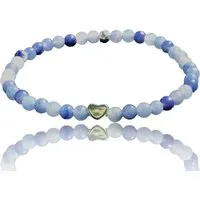 Steinfixx® Perlenarmband Edelsteinarmband Blauer Aventurin mit 925 Silberperle (himmlisch, mit versilbertem Edelsteinherzchen, 1-tlg., incl. Edelsteinkarte), AAA-Qualität