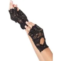 Leg Avenue Kostüm Fingerlose Spitzenhandschuhe - Fasching Karneval K, Markantes Accessoire, das Stil und Eleganz vereint