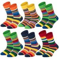 TippTexx 24 Socken 6 Paar bunte Kindersocken, sanfte Baumwolle, für Mädchen & Jungen (6 Paar) handgekettelte, weiche Naht