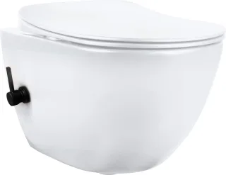 Neuesbad ZERO Wand-WC mit BIDET Funktion, mit WC-Sitz, Unterputz Schwarz Armatur NB1DECBP6WNW1